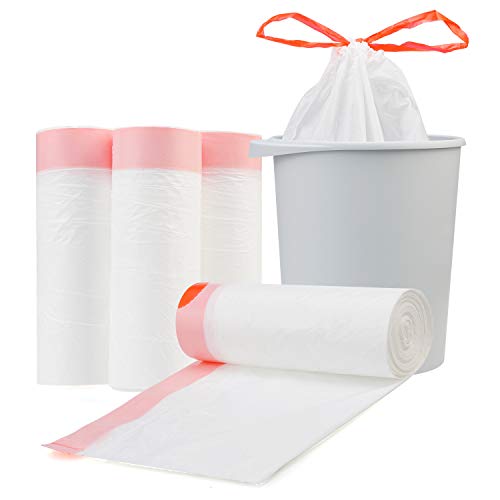 Magesh 4 Gallon Small Drawstring Trash Bags, White (Drawstring-4Gal150) - color: Drawstring-4Gal150