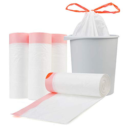Magesh 4 Gallon Small Drawstring Trash Bags, White (Drawstring-4Gal150) - color: Drawstring-4Gal150