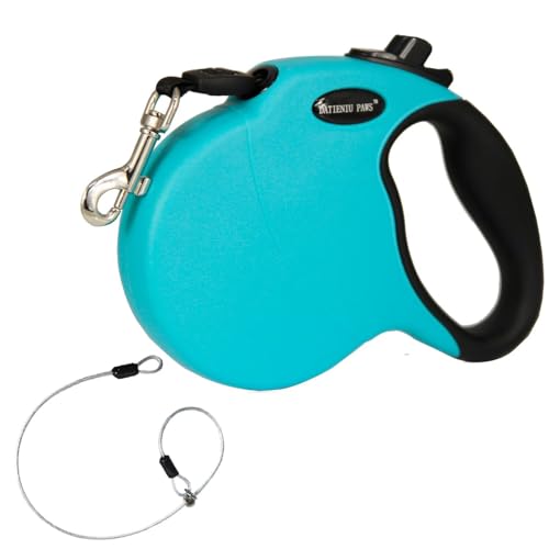 16FT Retractable Dog Leash for Medium Dogs up to 44lbs with Chew Proof Steel Wire Extender, Lightweight, Durable & Safe One-Hand Operation Blue M - color: Blue, size: Medium