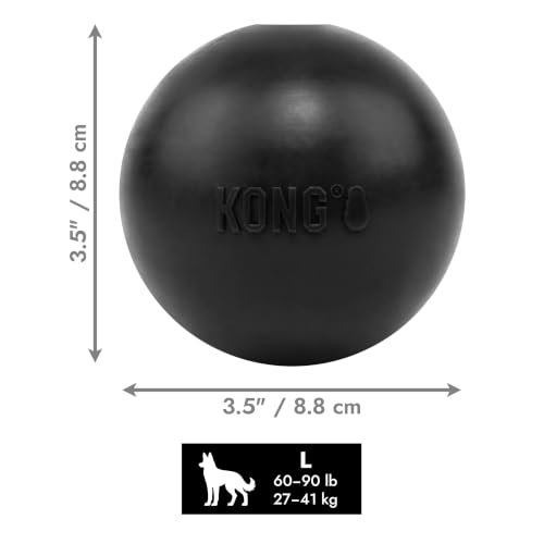 KONG Extreme Ball with Hole - Fetch Toy - Durable Dog Toy for Training, Interactive Playtime & More - Natural Extreme Rubber Ball - Black - for Large Dogs - size: Large
