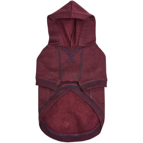 Blueberry Pet Essentials Dog Hoodie – 10 inch, Cotton‑Blend Sweatshirt with Hood, Burgundy Red, Machine‑Washable Small‑Dog Jersey - color: Dog Hoodie - Burgundy Red, size: 10 inch (Pack of 1)