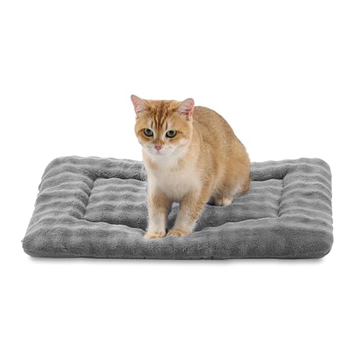 Pet Bed Mat Crate Pad for Cats Small Dogs, Washable Soft Pet Sleeping Mat Kennel Pad with 3D Bubble Pattern, Grey, 24"x 18" - color: Grey, size: 24"L x 18"W x 1.5"Th