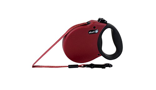 Alcott Adventure Retractable Reflective Belt Leash, 10' Long, Extra Small for Dogs Up to 25 lbs, Red with Black Soft Grip Handle - color: Red, size: Extra Small