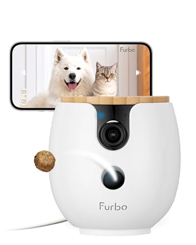 Furbo Mini 360° 2K QHD Pet Camera: Basic See, Talk & Toss Features, No AI Alerts, No Subscription Required, Dog & Cat Rotating Treat Dispenser w/Phone App, Smart Indoor Cam, 2-Way Audio & Night Vision - style: Mini 360° Camera