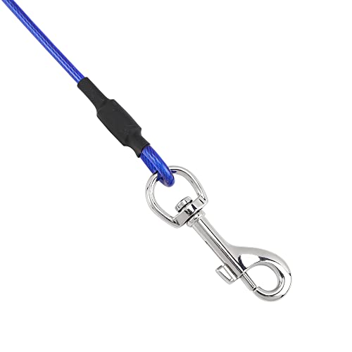 Mogoko Pet Dog Car Seat Belt Restraint, Coated Stainless Steel Chew Proof Dog Vehicle Safety Tether Cable, Double Clip No-Chew Pet Car Leash Lead-16 Inch - color: Blue, size: 16 inches