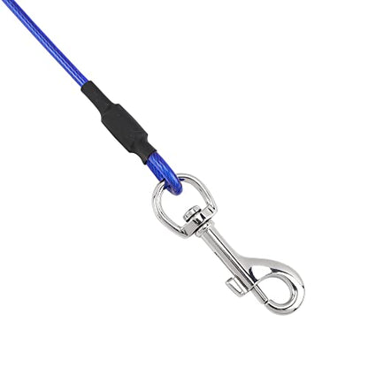 Mogoko Pet Dog Car Seat Belt Restraint, Coated Stainless Steel Chew Proof Dog Vehicle Safety Tether Cable, Double Clip No-Chew Pet Car Leash Lead-16 Inch - color: Blue, size: 16 inches