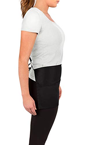 KNG Waitress Apron with 3 Pockets – 11 inch Waist Apron - color: Black, size: 84 Pack