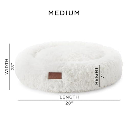 Town & Country Luxe CuddleTown Fuzzy Solid Donut Pet Bed, Soft, Cozy & Calming, Water Repellent, Non-Slip Bottom, 100% Machine Washable, Cream, Medium 28"x28"x7" Round - color: Cream, size: Medium 28"x28"x7" Round