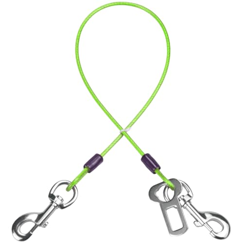 Dog Seat Belt Harness for Car,2pcs Dog Seatbelt of Coated Wire Leash Safety Restraint,No Chew Tether Cable Vehicle Dogs Accessories,Double Clips & Latch (Green, 32 inch/80 CM) - color: Green, size: 32 inch/80 CM