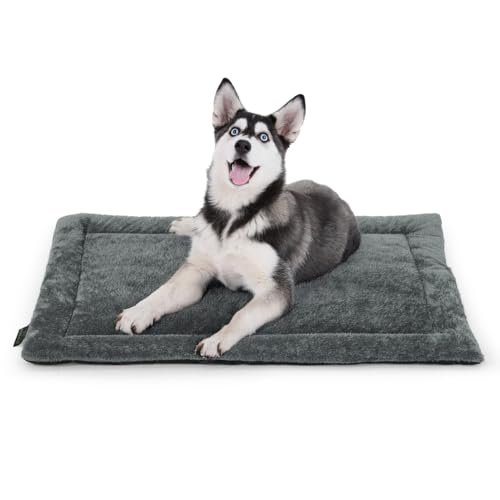 BOWHAUS 39.4" x 25.2” Machine-Washable Fluffy Dog Bed for 42" Kennel, Soft Crate Mat with Non-Slip Bottom, Cozy Pet Pad for Sleeping, Medium, Large Dog Kennel Flat Bed - size: 39.4" x 25.2" x 1.2"