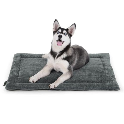 BOWHAUS 39.4" x 25.2” Machine-Washable Fluffy Dog Bed for 42" Kennel, Soft Crate Mat with Non-Slip Bottom, Cozy Pet Pad for Sleeping, Medium, Large Dog Kennel Flat Bed - size: 39.4" x 25.2" x 1.2"