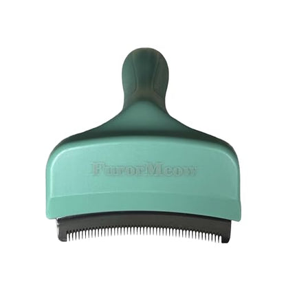 Pet Deshedding Tool with Curve Blade, Cat Grooming Brush, Tight V-shaped Teeth Shedding Comb for Cats and Dogs (Green, Small) - color: Green, size: Small