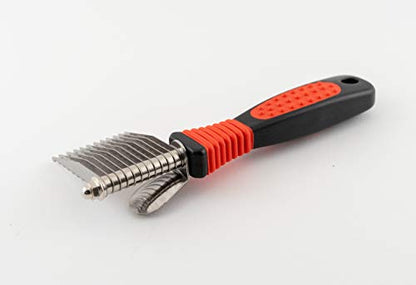 RYAN'S PET SUPPLIES Paw Brothers 12-Blade Dematting Tool for Dog Grooming, Professional Grade, Stainless Steel Blades, Comfort Grip, Gentle on Skin
