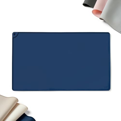 WePet Non-Slip Waterproof Pet Feeding Mat, 20x12 Inch - Silicone Dog & Cat Food Mat with Raised Edge to Stop Food Spills and Water Spills - Dishwasher Safe, Easy Clean - color: Ocean Navy