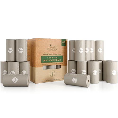 100% Certified Home Compostable and Biodegradable Dog Poop Bags - ASTM D6400 & EN 13432 Compliant dog poop bags rolls – 270 Bags – 18 x Rolls of Plant Based Poop Bags for dogs - Thick Poop Bags - size: 15 Count (Pack of 18)