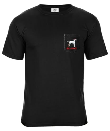 SEA DOG Classic Original Pocket Print Graphic T-Shirt, 100% Ringspun Cotton, Relaxed Fit, Printed in USA - color: Black, size: Medium