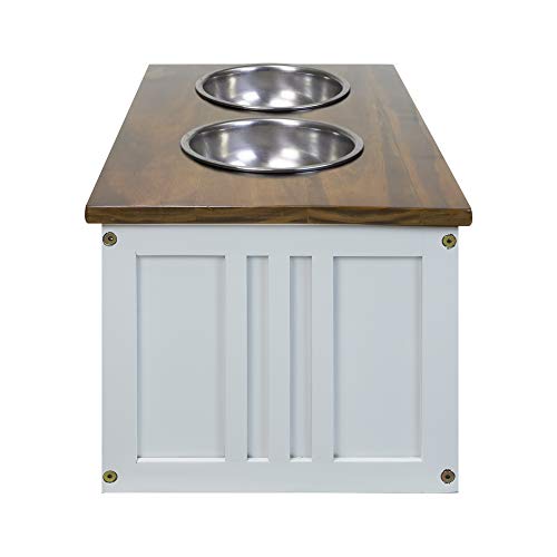 Casual Home 603-15 Wooden Storage Stand Pet Feeder, Two-Tone (Warm Brown, White), One Size - color: Warm Brown+White