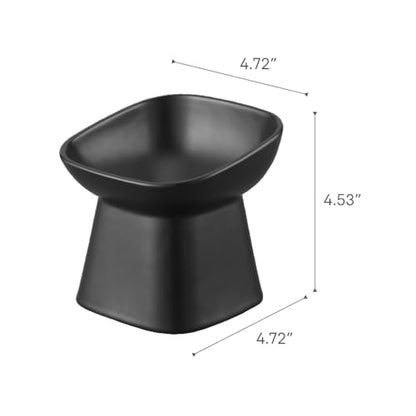 Yamazaki Home Tower Elevated Ceramic Pet Food Bowl - Angled, Non-Slip, Microwave & Dishwasher Safe - 6.7Oz - color: Black