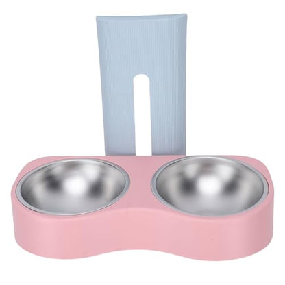 Zerone Elevated Double Bowls Stainless Steel Wall Mounted Pet Feeding Station with Adjustable Height, Anti Tip Feature for Dogs and Cats (Blue Pink) - color: Blue Pink