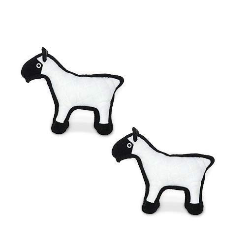 TUFFY® : 2 Pack Jr Sheep Dog Toy: Ultra Durable Plush Toy with Multiple Layers & Reinforced Seams, Washable and Floats, Original Construction - color: 2PK Black White Jr Sheep