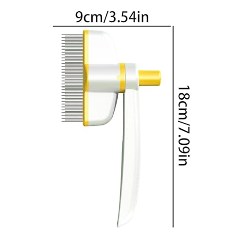 Pets Grooming Comb - Dog Hair Comb | Rotation Design Pet Grommer Comb with Release Button | Detangling Cat Comb | Dematting Comb | Cat Comb for Pets Removing Loose Hair for Shedding and Detangling - color: Yellow