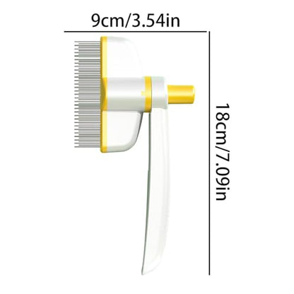 Pets Grooming Comb - Dog Hair Comb | Rotation Design Pet Grommer Comb with Release Button | Detangling Cat Comb | Dematting Comb | Cat Comb for Pets Removing Loose Hair for Shedding and Detangling - color: Yellow