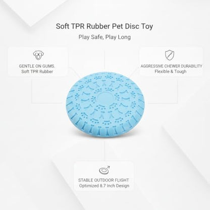 Soft TPR Rubber Dog Disc Toy, Flexible 8.7 Inch Flying Disc for Outdoor Fetch Training - color: Blue