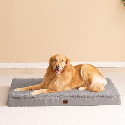 EHEYCIGA Orthopedic Foam Dog Bed, Medium, 30"L x 20"W x 3.5"Th, Light Grey - color: Light Grey, size: 30*20*3.5 inches