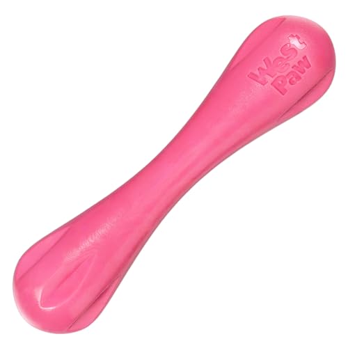 WEST PAW Zogoflex Hurley Dog Bone Chew Toy – Floatable Pet Toys for Aggressive Chewers, Catch, Fetch – Bright-Colored Bones for Dogs – Recyclable, Dishwasher-Safe, Non-Toxic, Large, Geranium - color: Geranium, size: Large