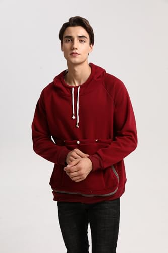 Pet Cat Dog Pouch Hoodie Small Animal Carrier – Kitten Puppy Pouch Sweatshirt Holder Fleece Unisex Hoodies Burgundy - color: Burgundy, size: Medium