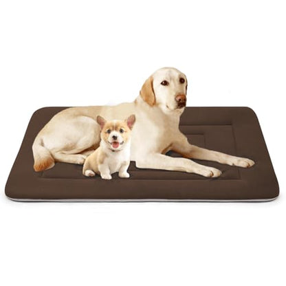Dog Bed Soft Dog Crate Bed Pad Mat, 48 in Non Slip Bottom Washable Beds for Extra Large Dogs, Pet Bed Mattress Kennel Pad, Dark Brown - color: Dark Brown, size: 48.0"L x 30.0"W x 1.2"Th