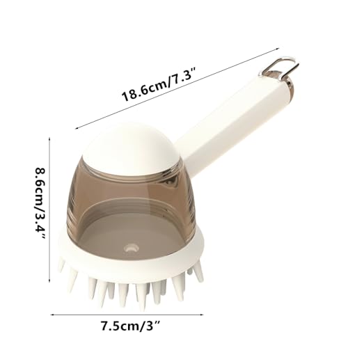 Pet Bath Brush, Dog Grooming Massage Brush with Shampoo Dispenser Adjustable Massage Scrubber for Dogs & Cats Hair - color: White