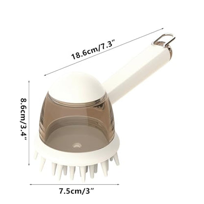 Pet Bath Brush, Dog Grooming Massage Brush with Shampoo Dispenser Adjustable Massage Scrubber for Dogs & Cats Hair - color: White