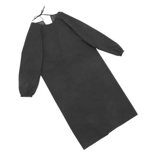 HOMSFOU Waterproof Apron with Long Sleeves Oilproof and Easy to Maintain Smock for Dishwashing Kitchen Work - color: Black
