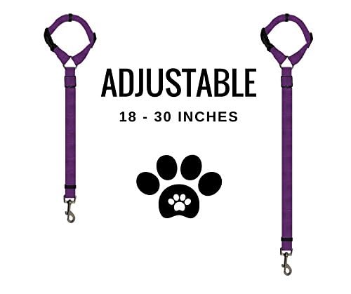 Doggy Car Headrest Restraint, Animal Safety Seat Belt Strap, Adjustable Nylon Fabric Harness for Dog, Easy Vehicle Travel with Pet, Durable Zipline & Tether Backseat for Traveling, 2 Count - Purple
