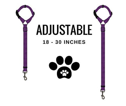 Doggy Car Headrest Restraint, Animal Safety Seat Belt Strap, Adjustable Nylon Fabric Harness for Dog, Easy Vehicle Travel with Pet, Durable Zipline & Tether Backseat for Traveling, 2 Count - Purple