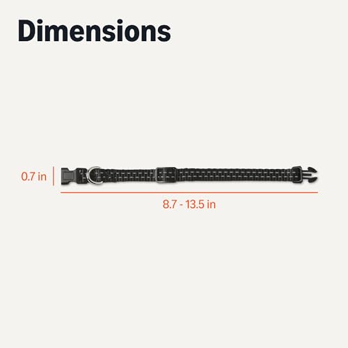 Amazon Basics Reflective Polyester Dog Collar, Adjustable Length 8.7"-13.5", 0.7" W, Quick-Release Buckle for Easy On/Off, Extra Small, Black - size: xs