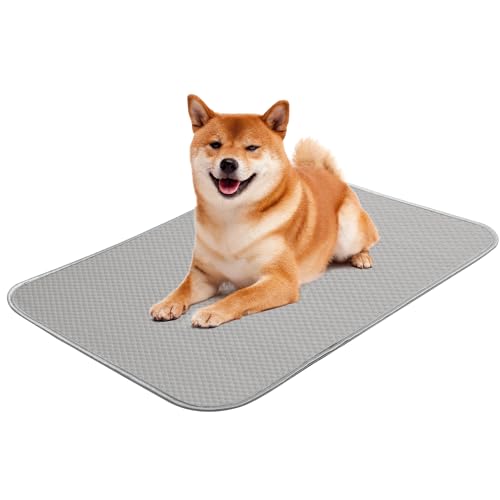 Buvlnee Summer Dog Cooling Mat Washable Ice Silk Self Cool Pad for Small Medium Large Dogs and Cats, Pet Sleeping Pad for Crate, Bed, Indoor & Outdoor Floor, Car Seats - color: Gray, size: 27x22in