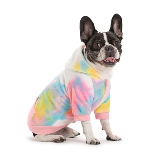 French Bulldog Clothes Dog Hoodie Sweatshirts with Pockets for Small Dogs Puppy Chihuahua Coat Clothing Pet Cat Hoodie Fleece Dog Sweaters Costume - color: Pink+White, size: XS