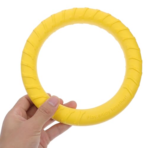UPKOCH Dog Chew Ring for Medium Dogs Sturdy Eva Solid Large Pet Chewing Yellow Pull Ring Puppy Teething Interactive Training Accessory