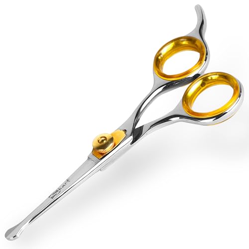 Sharf Gold Touch 4.5 Inch 440c Japanese Stainless Steel Pet Grooming Scissor with Round tip and Ballpoint for Safety - color: 4.5 Inch Straight Scissors