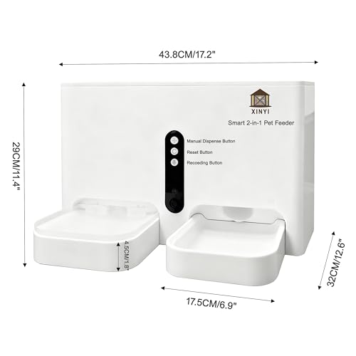 Automatic Pet Feeder and Water Dispenser 2-in-1 Set with WiFi, Proximity Sensor, Easy APP Operation, Real-time Video Monitoring for Cats and Dogs