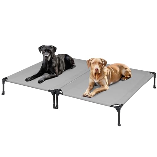 Veehoo Raised Dog Bed - Cooling Elevated Pet Cot with Mesh, No-Slip, Durable for Large Dogs, 42" x 30", Grey, CWC1803-L - color: 2Packs- Grey, size: 42.0"L x 30.0"W x 7.0"Th