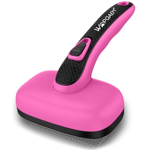 Self Cleaning Slicker Brush for Dog and Cat Deshedding, Pink | Shedding Brush for Dogs & Cats, One-Click Retractable Bristles for Easy Cleaning Flying Hair at Home - color: Pink 1 PCS