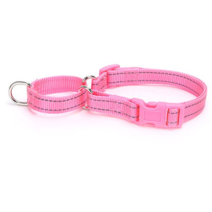Martingale Dog Collars - Reflective Dog Collar with Quick Release Buckle Adjustable Nylon Training D Solution for Large, Medium, and Small Dogs (M, Pink) - color: Pink, size: M