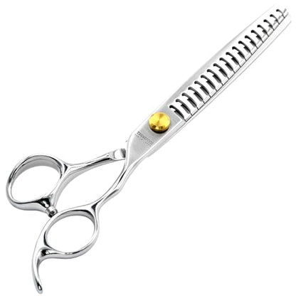Dog Grooming Scissors, 7.0" 18 Teeth Chunker Shears, Premium Stainless Steel, Safety Rounded Tip & Offset Handles for Precision Trimming Dogs, Cats, Pet at Home - size: 7.0 Inch, style: Chunker