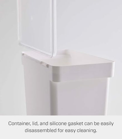 YAMAZAKI Home Tower Airtight Pet Food Storage Container - Cat And Dog Food Holder Bin With Transparent Lid And Handle - Extra Large - Polypropylene - 6.6 Gallons, 25 Liters - color: White, size: Extra Large