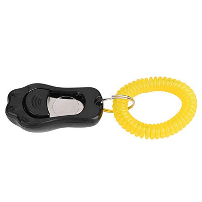 Adjustable 3 Gears Pet Dog Training Clicker Paw Shaped with Wrist Strap for Cats Birds(Black) - color: black
