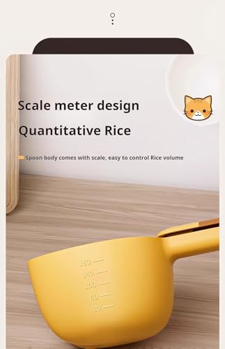 Pet Food Scoop with Measuring Scale, Long Handle Rice Scoop with Bag Clip, Multi-Purpose Measuring Cup for Dog Food, Cat Food, Rice, Grain, Kitchen Storage Scoop (Yellow) - color: Yellow