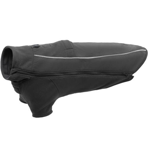 Ruffwear, Climate Changer Fleece Dog Jacket, Sleeved Silhouette for Core Heat, Quick‑Dry Fleece, Full‑Length Zip, Front & Back Leash Portals, Reflective Trim, Basalt Gray, XX-Small - color: Basalt Gray, size: XX-Small